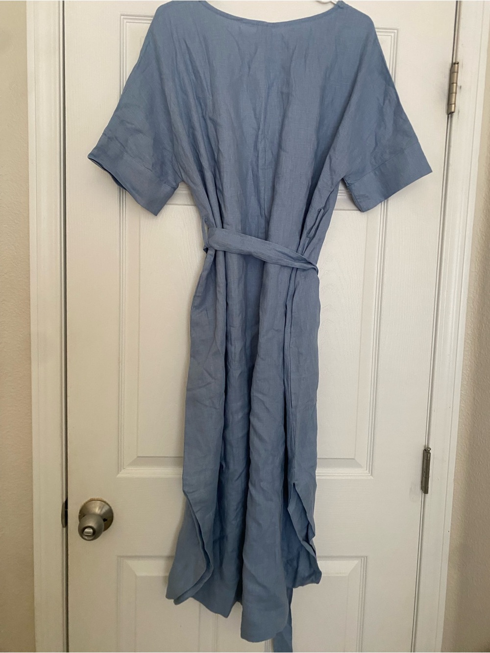 Lintico Blue 100% Linen Maddie Kimono loose maxi dress belted M LAGENLOOK - Picture 7 of 10